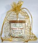  The three wise men Gold organza gift bag,
 with a Cinnamon and Orange candle in a glass. 